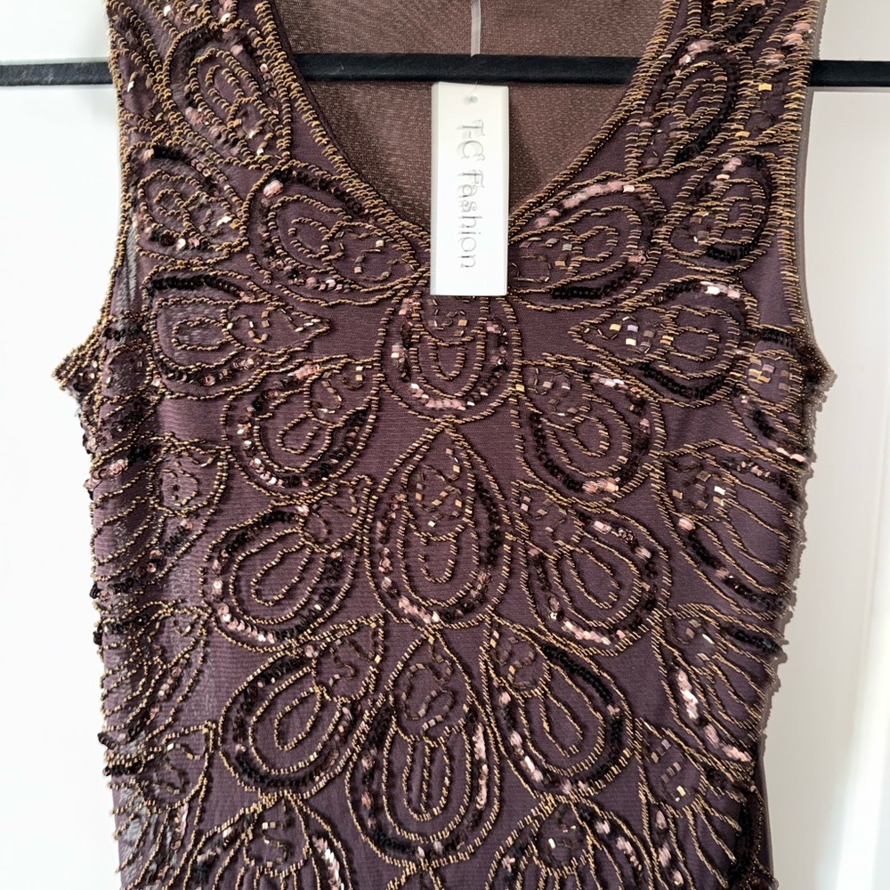 Women's Embellished Brown Top - Picture 3 of 3